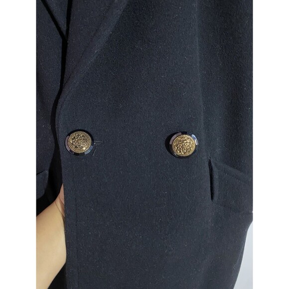 VTG Donny Brook Overcoat 10 Black Wool Velvet Collar Old Money Long Trench Coat - Picture 3 of 11